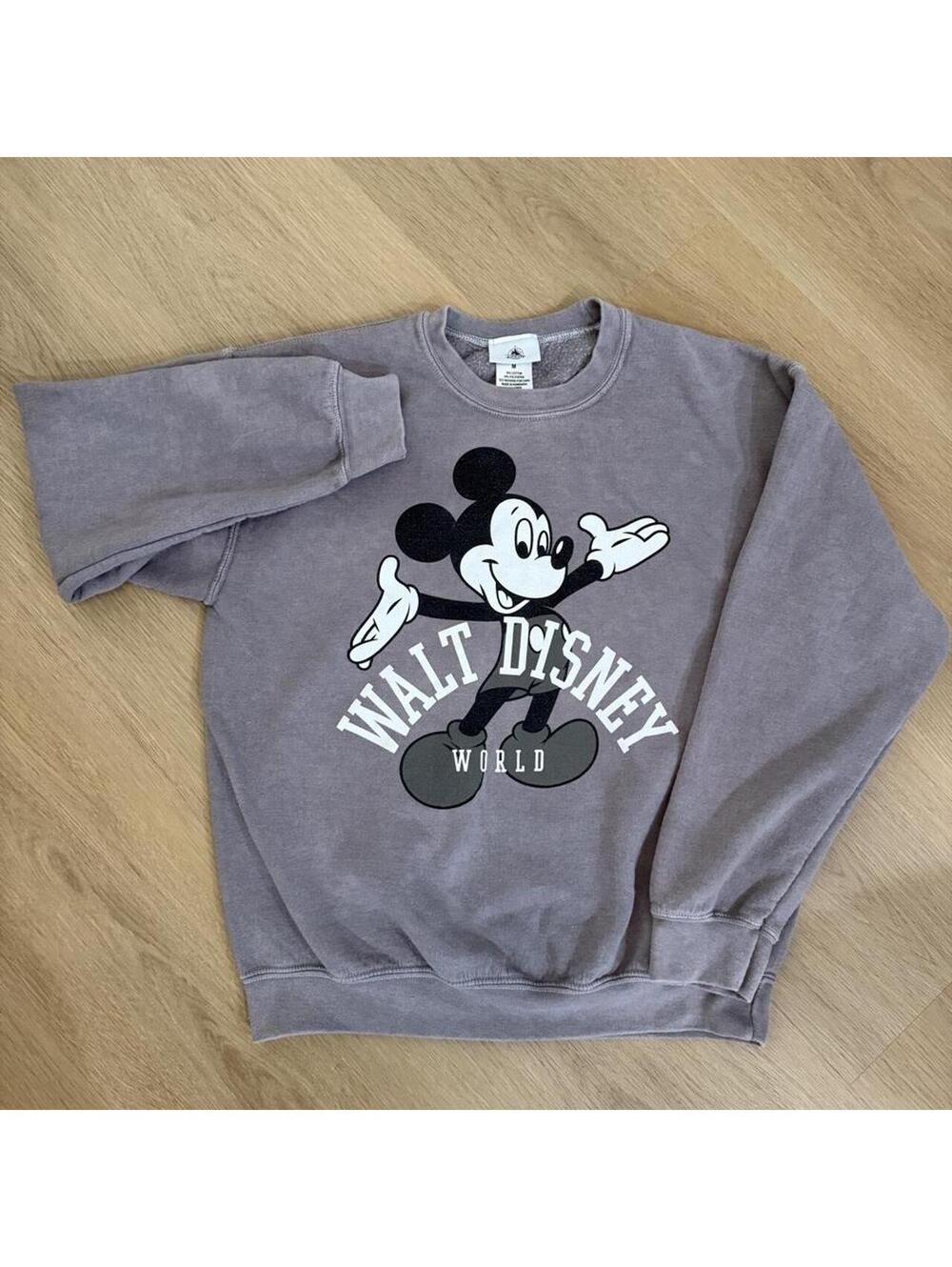 Vintage-Washed Purple Walt Disney World Mickey Mouse Crewneck Sweatshirt